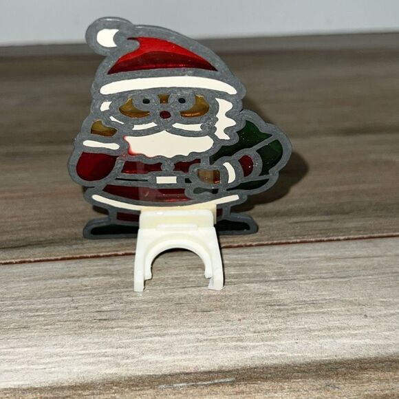 Christmas Santa Holiday Night Light Cover Stained Glass Style Clip On - Picture 5 of 8